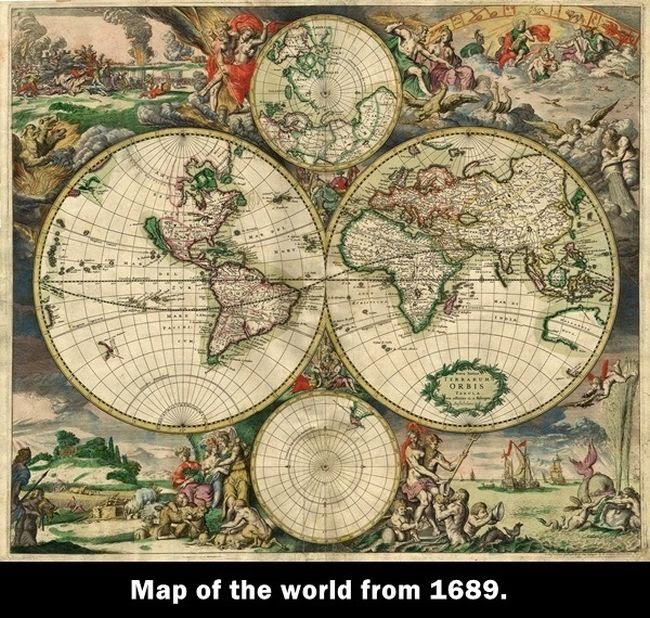 imagen interesante de un mapa antiguo  de 1689