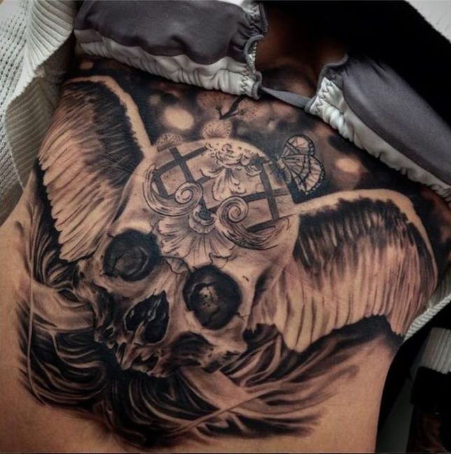 Tatuaje esqueleto, calavera de elefante